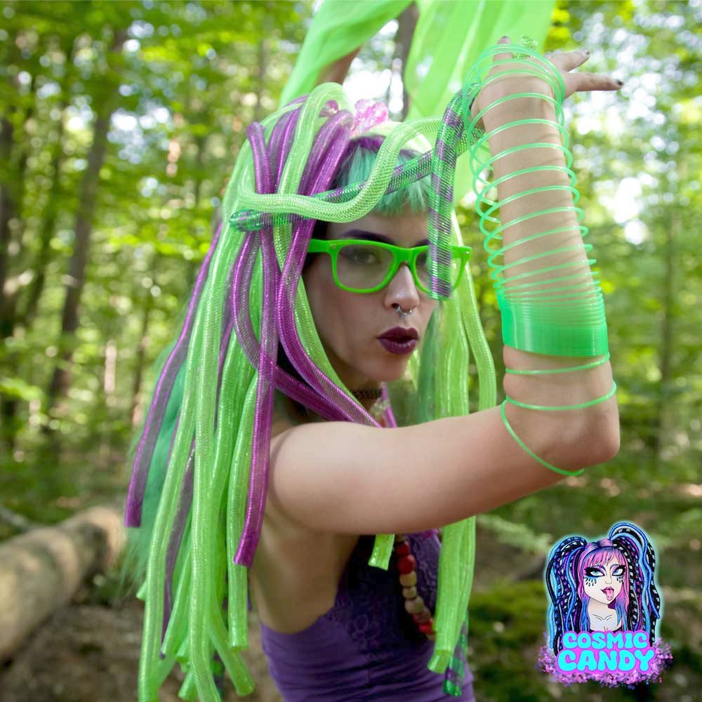 Cosmic Candy - Rave Cyberfalls Cyberlocks - Vert/Violet